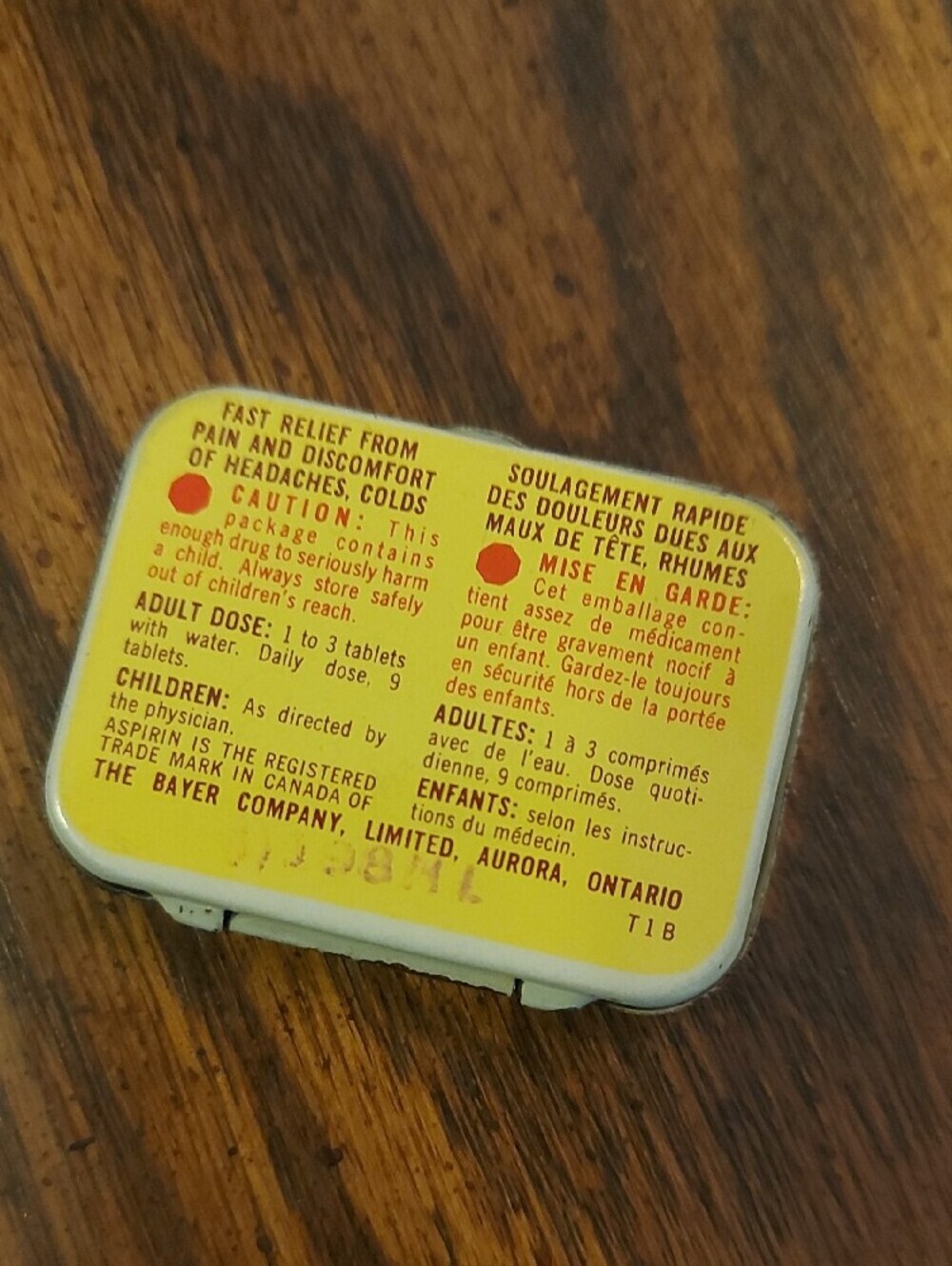 Vintage Yellow & Brown Aspirin Tin Decorative Accent - Picture 2 of 7